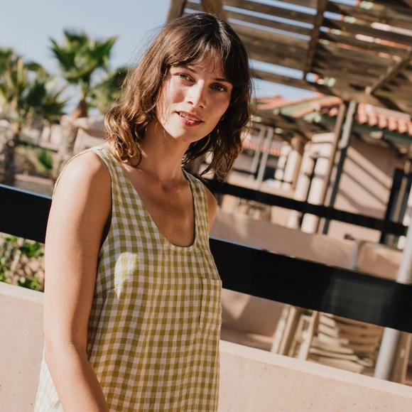 not perfect linen - basic tank dress (cafe mocha/purple) - grey- size large - Picture 10 of 13